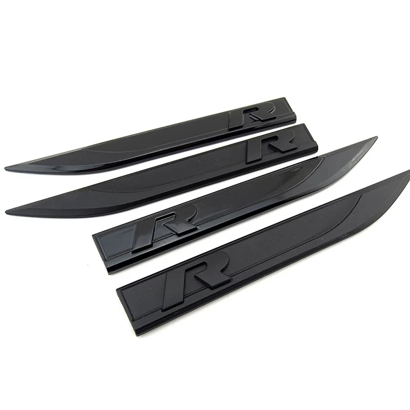 

(Set of 2) Pinalloy Full Black ABS Stickers Blade Side Mark Emblem with R Wording