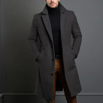 Warm And Comfortable Black Trench Coat For Men Long Sleeve Single Breasted Overcoat Perfect For Fall And Winter