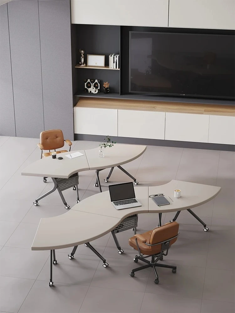 

solid wood simple modern business meeting training table set free splicing folding negotiation table