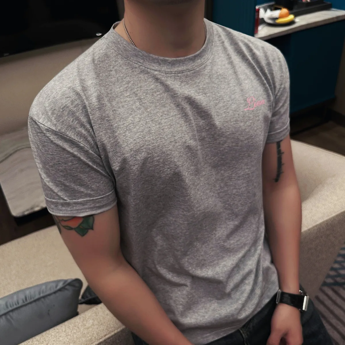 High Quality Summer Cotton T-shirt for Men Short Sleeve Round Necked Casual Tshirts Fashion Breathable Sports Versatile T-shirt