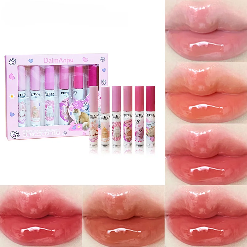 

Six-pack lip glaze set Mirror moisturizing non-stick cup non-fading student water gloss lipstick lip gloss Make up