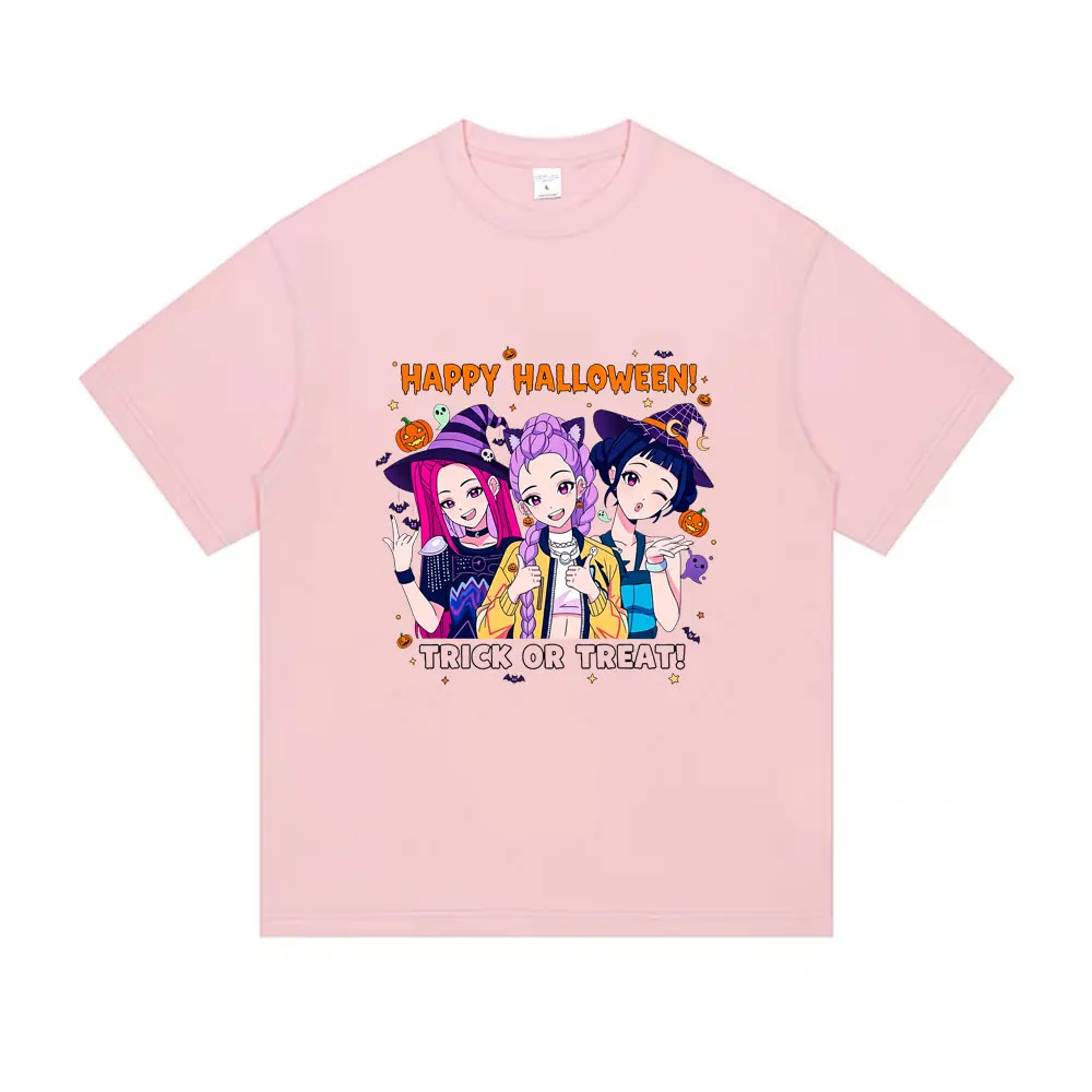 Kpop شيطان الصيادين رومي ميرا زوي طباعة تي شيرت الذكور سعيد هالوين نمط تي شيرت الرجال النساء عادية قسط الجمالية التي شيرت #5