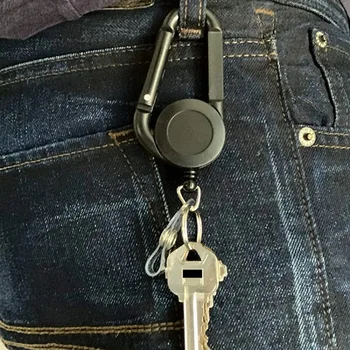 ID Card Key Chain Lanyard Clip Key Ring Retractable Pull Name Tag Recoil Badge Belt Rope Holder