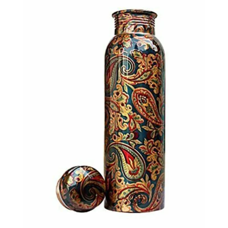 Copper Antique Art Work Printed Design Water Bottle ( 1000 ml/1 L