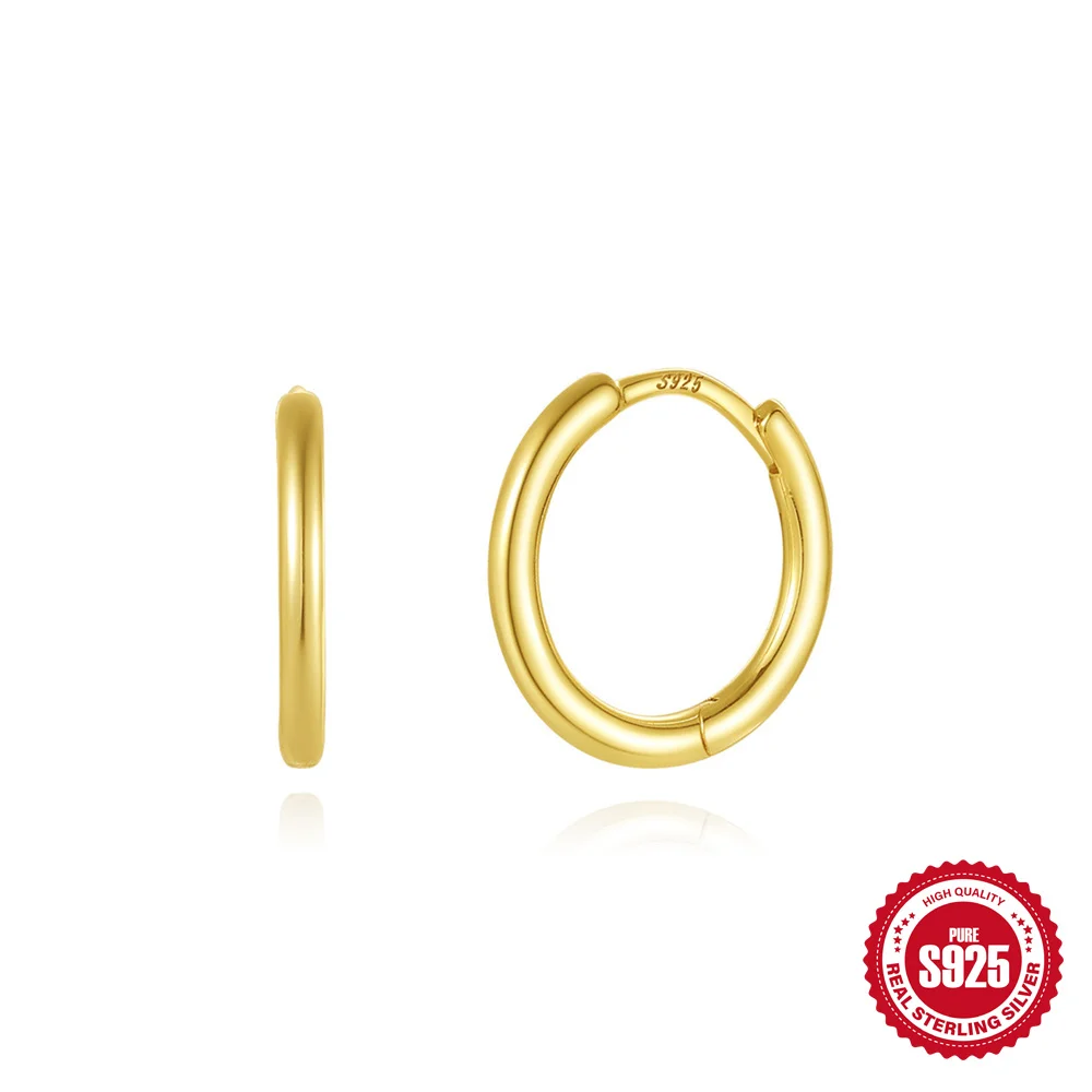 ROXI 925 Sterling Smooth Metal Chunky Hoop Earrings for Women Girls Fashion Oval Circle Hoops Statement Earrings Punk Jewelry view 6