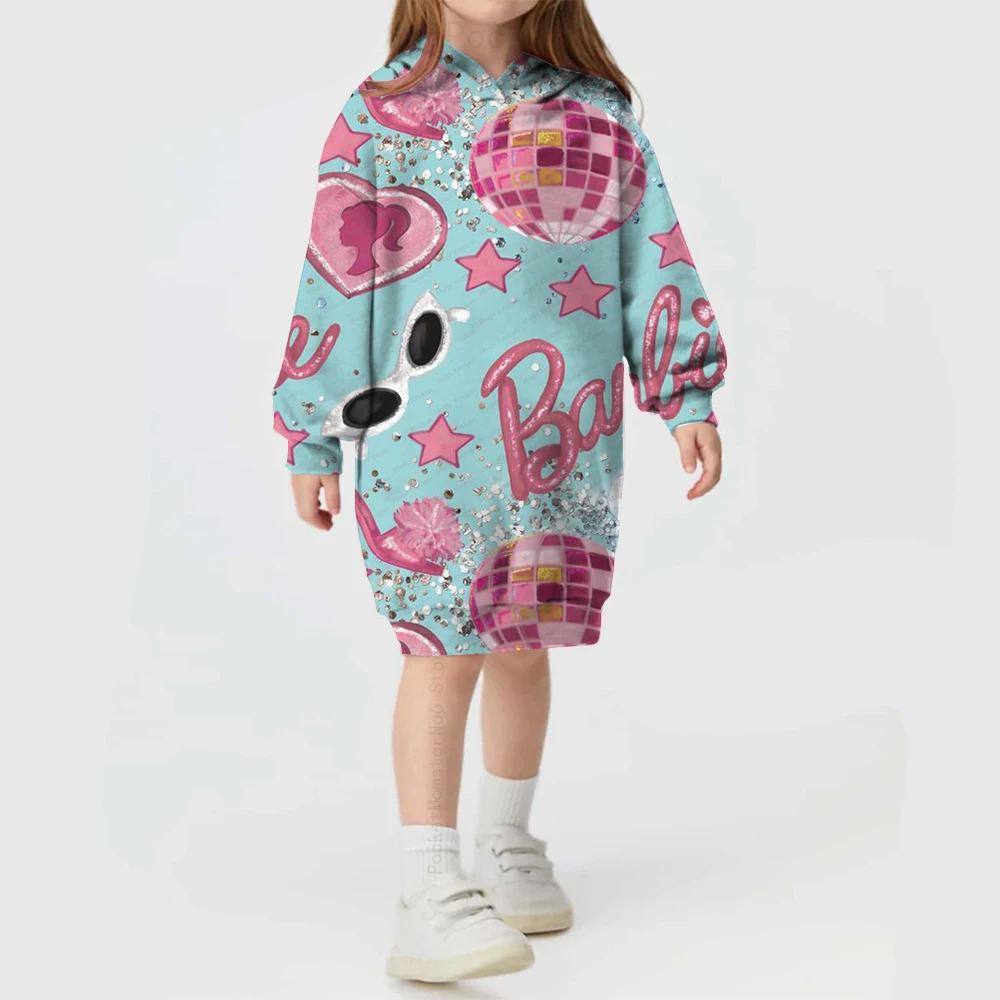 Barbie printed hoodie autumn/winter cartoon casual girls dress Disney Street girls long sleeved pullover