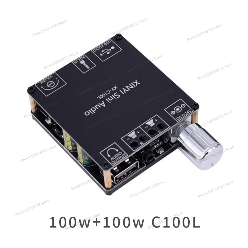 For 100W Stereo Bluetooth Digital Power Amplifier Board Dual Channel Stepless Tuning MP3 Decoding USB External Sound Card