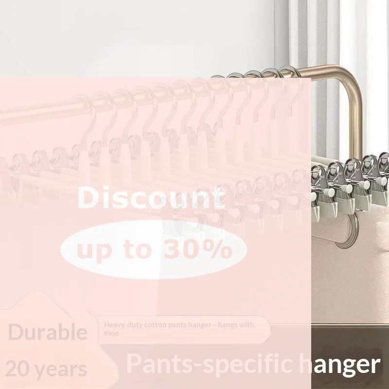 [Non Slip Pants Hangers With Adjustable Metal Clips Sturdy Frame For Closet Storage Trousers Skirts Jeans]