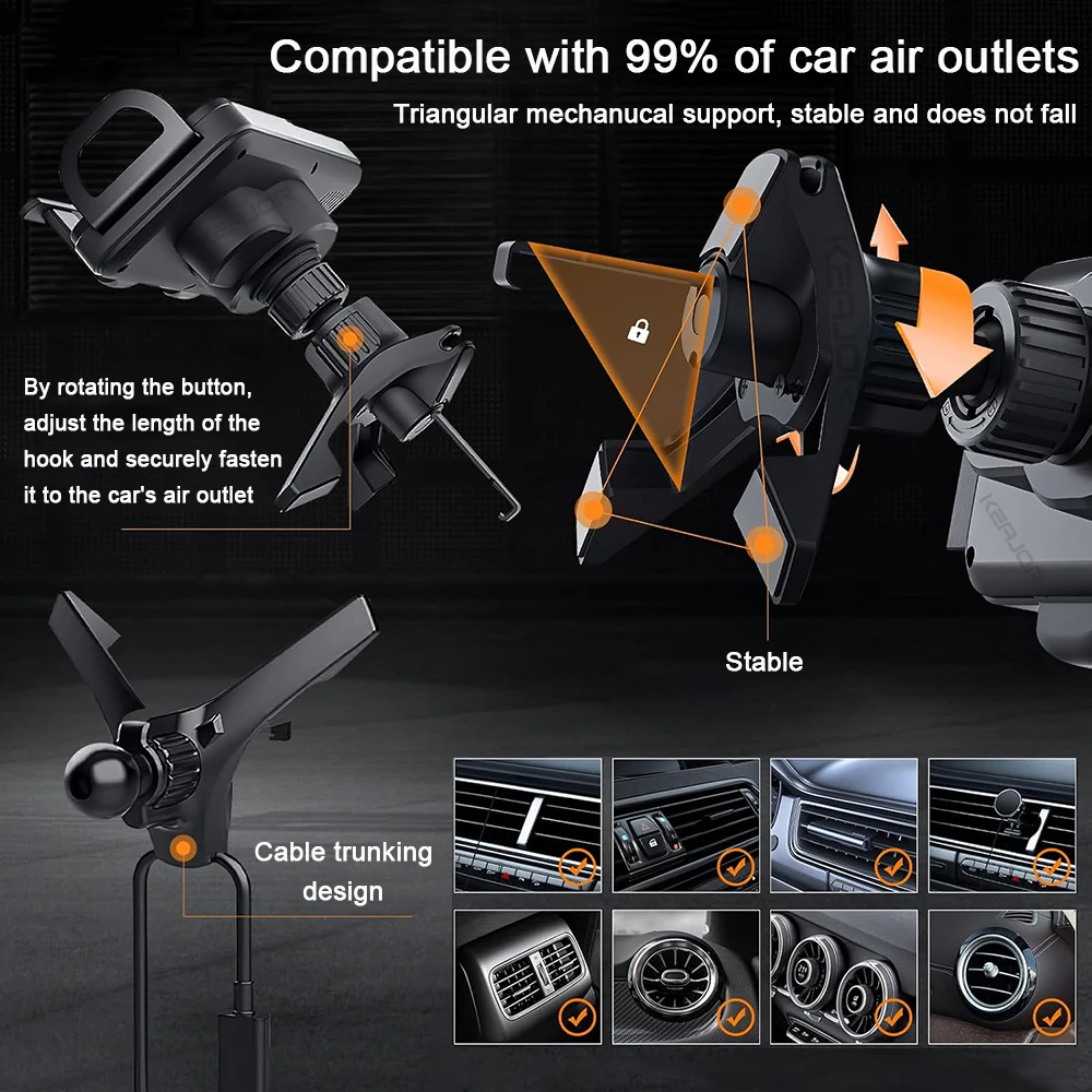 Car Wireless Charger For Samsung Galaxy Z Fold 6 5/Flip 6 5 Dual Coil Fold Screen Phone Fast Charging Vent Mount Car Holder