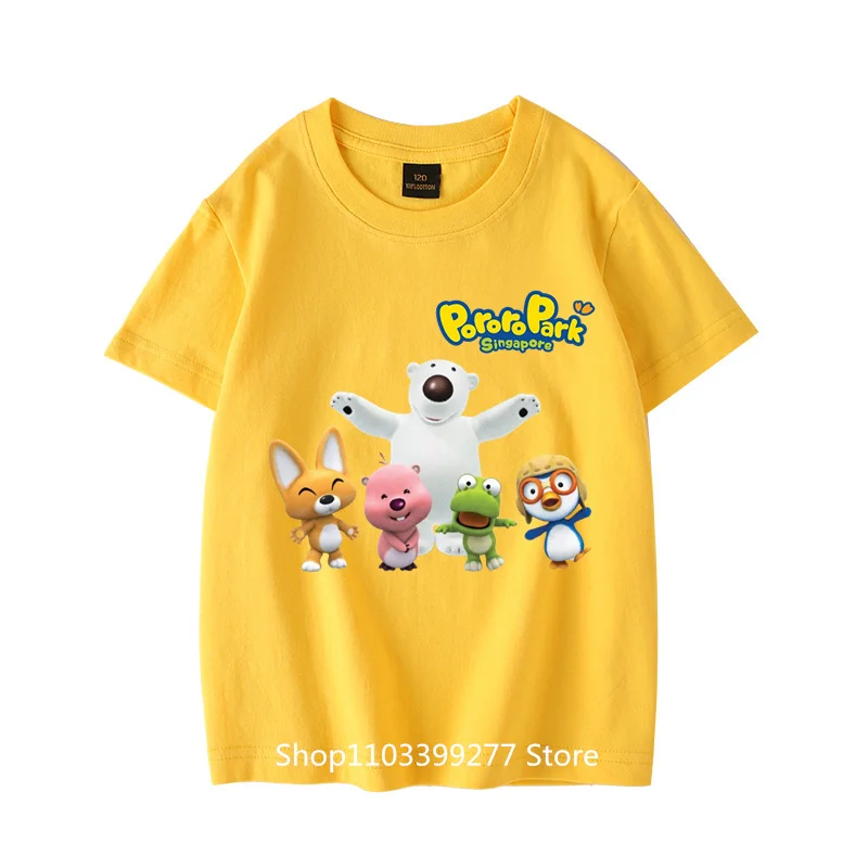 100% Cotton Summer Clothes Absorb Sweat Breathable T-Shirt Short Sleeve T-Shirt Unisex Children Cartoon Anime Loopy