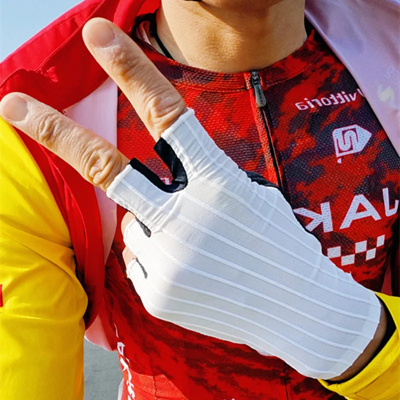 BMAMBAS 2026 Halbfinger-Fahrradhandschuhe Sommer PORON XRD Aerodynamisch Gestreift 3D-Wabenstruktur MTB Fahrrad Rennrad Handschuhe