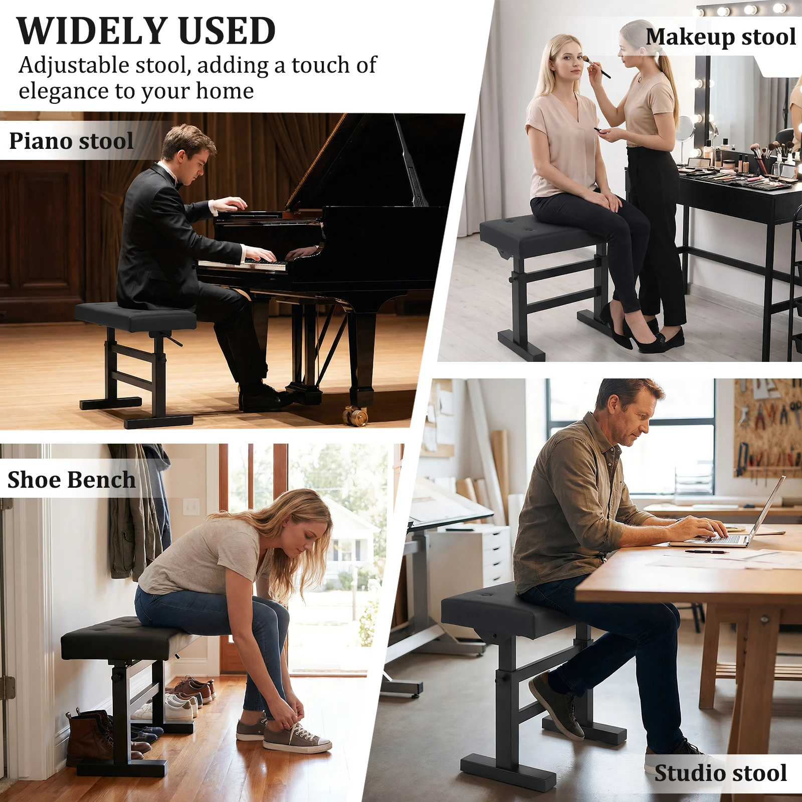 

Стул для музыкальных инструментов из искусственной кожи, тренировочный стул для музыкальных инструментов, нескользящий, выдерживает нагрузку до 396 фунтов, для дома/музыкальной комнаты/класса