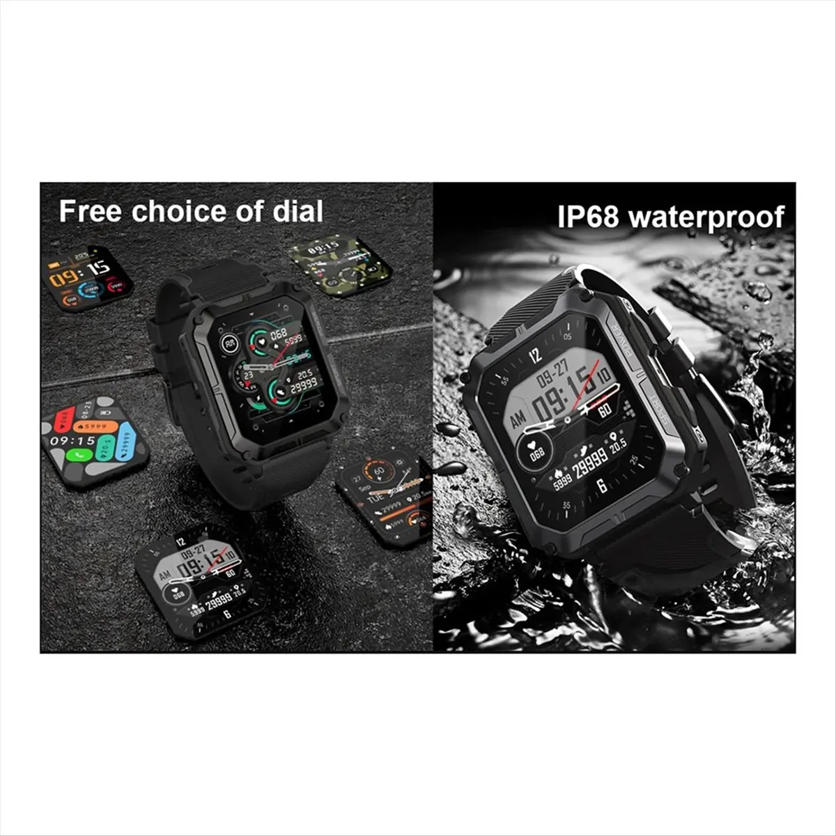 

T81C! C20 Pro Smart Watch Voice Assistant BT Wireless Call Business Outdoor Sports IP68 Waterproof Watch for Android/IOS