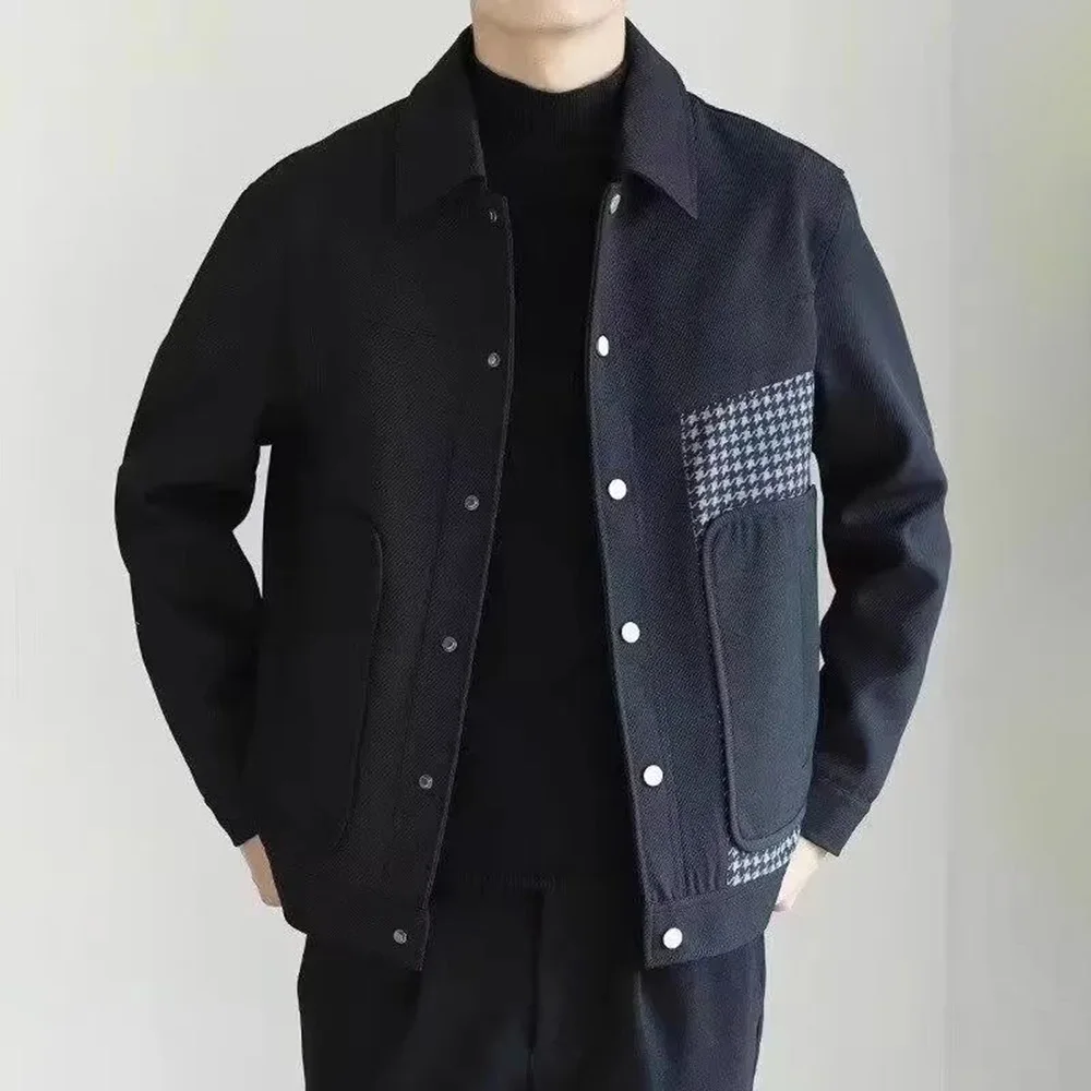 Y2K Mens Jacket Splicing Office Jacket utumn Break Commuting Workwear Jacket New High Street Handsome Top Men's Clothing 2024