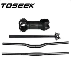 TOSEEK-Carbon Fiber Bicycle Handlebar Sets, MTB Seatpost Stem, Mountain Rise Bars, Flat Handlebars, ZF-ONE