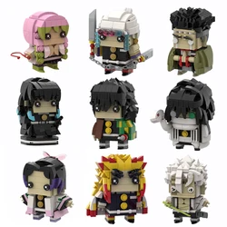 MOC Hot Anime Peripheral The Ghost Killer Building Blocks Kamado Tanjiroued Square Head Figures Boys and Girls Gift Children Toy