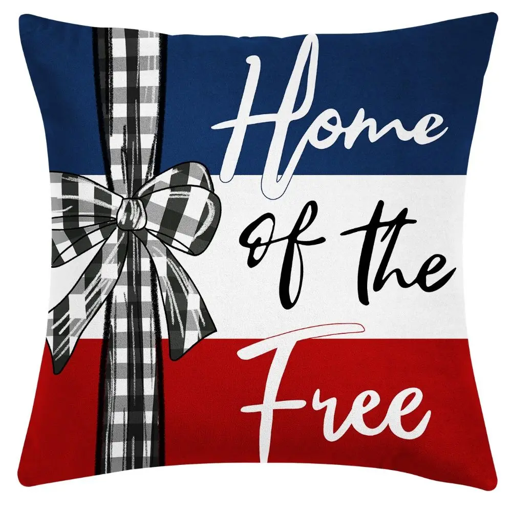 High Quality Short Velvet Independence Day Print Good-looking Soft Cushion Case Wear-resistant Decorate Pillowcase Home