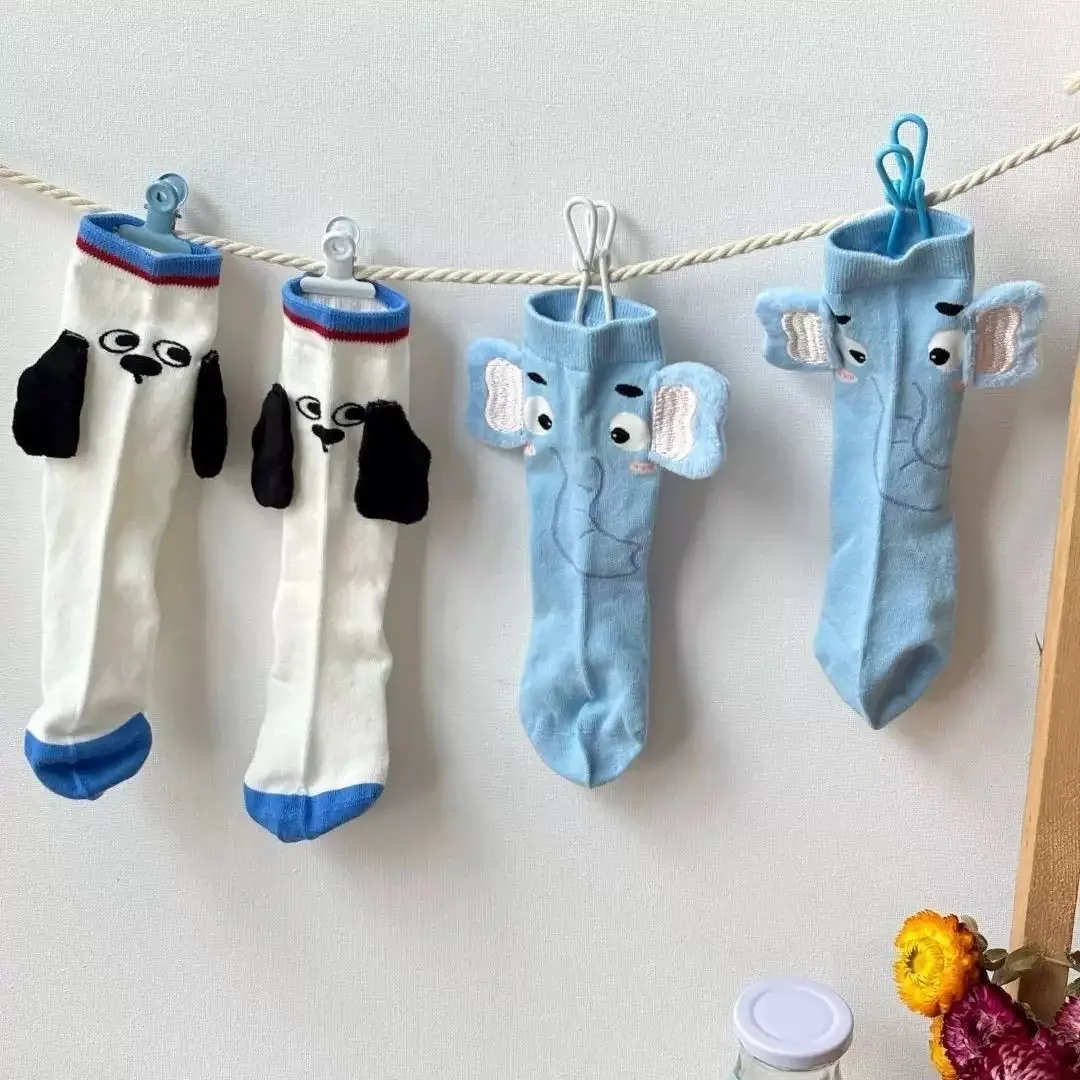 Calcetines de mujer con dibujos de elefantes, calcetines con dibujos de perros, calcetines bonitos de algodón de tubo medio, calcetines modernos y divertidos para mujer, calcetines divertidos para niñas