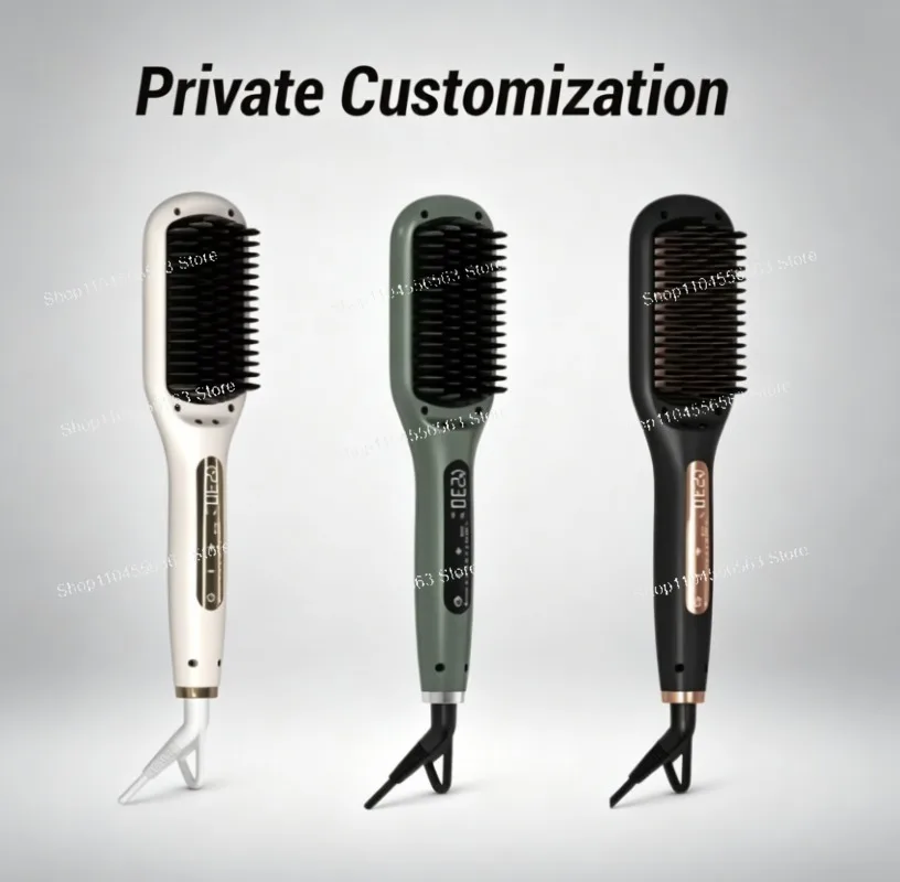 Touch Screen Hair Straightener Brush Negative Ion Electric Heated Comb 160-230℃ Anti-Scald for All Hair Types