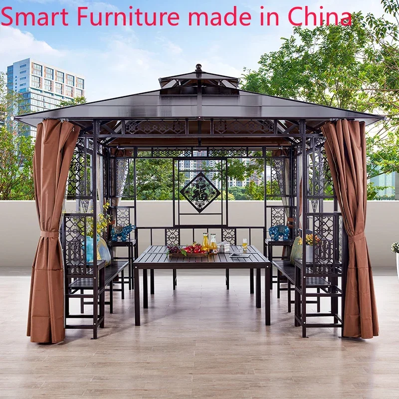 

Outdoor pavilion garden courtyard anti-corrosion wood aluminum villa wooden house sunshade tent mobile Chinese outdoor pavilion