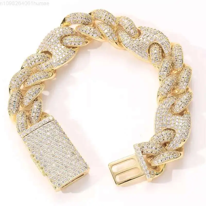 

Fashion Hot Sale Hip Hop Jewelry Moissanite 8mm GRA Certificate Moissanite Cuban Link Chain Bracelets Moissanite