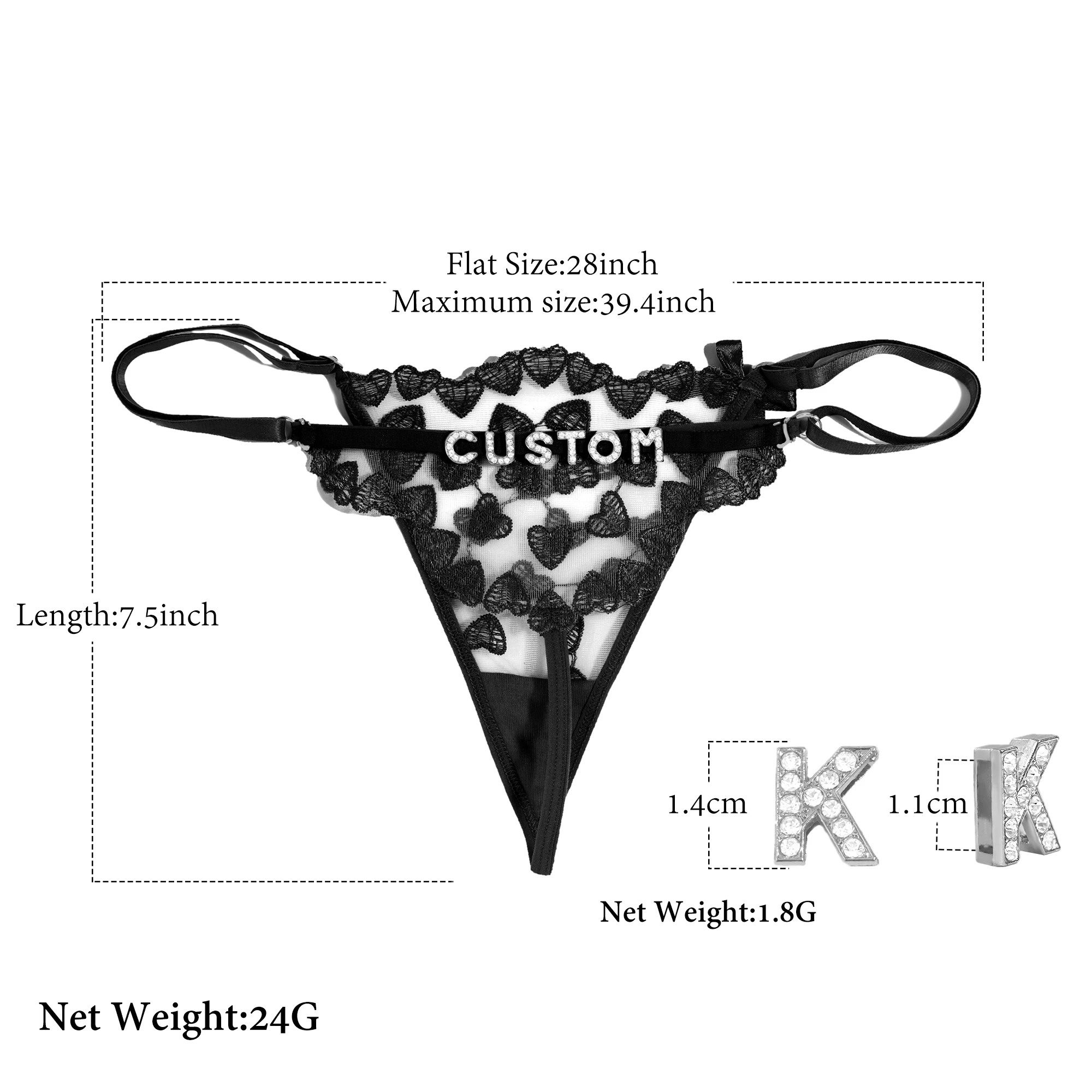 Custom Name String Thongs See Through Heart Embroidery T-back Panties Tanga With Names Personalized Bikini Women Underwear