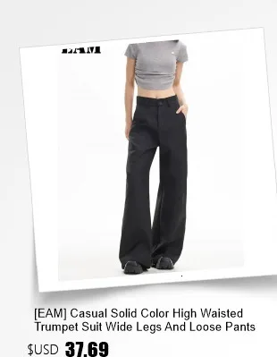 EAM Black Pleated Irregular High Elastic Waist Wide Leg Pants New Loose Trousers Women Fashion Tide Autumn 2026 30A2833