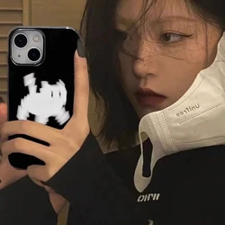 Korean Black And White kitten Phone Case For iPhone 16 Pro Max 15 14 13 12 11 Pro X Xr Xs max Mini7 8 Plus Cute Y2K Phone Cases