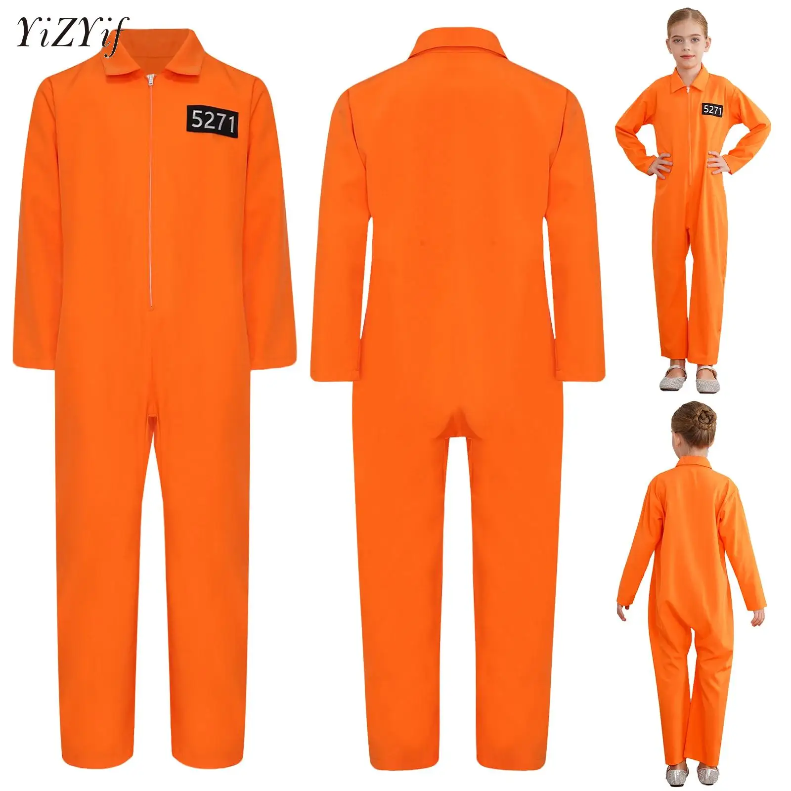 

Boys Girls Inmate Costume Orange Prisoner Jumpsuit Jailbird Outfit for Halloween Orange Prisoner Costume Jail Jumpsuit Costume