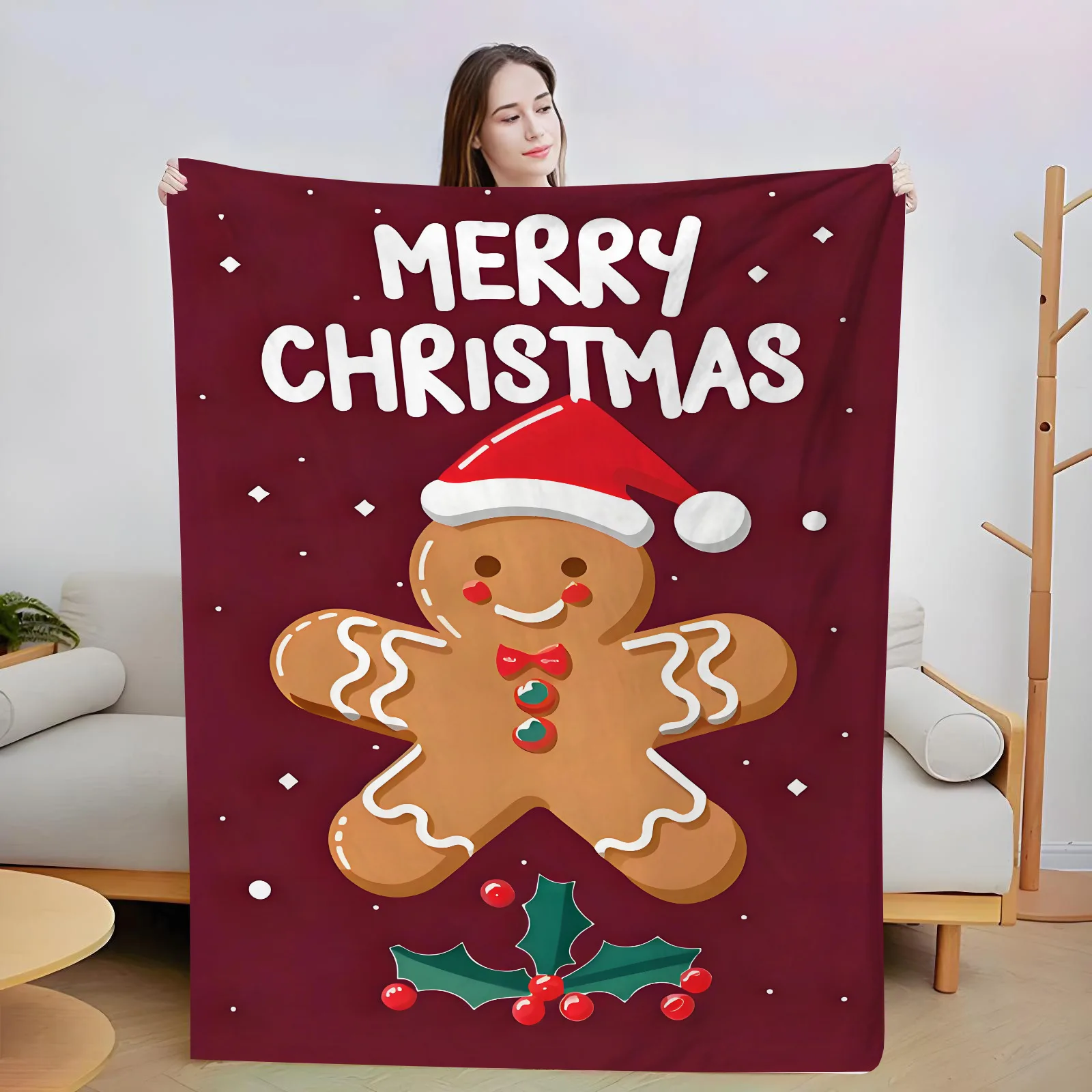 New Christmas Flannel Blanket Digital Printing Air Conditioner Blanket Office Lunch Break Sofa Blanket Gift Anime Blanket