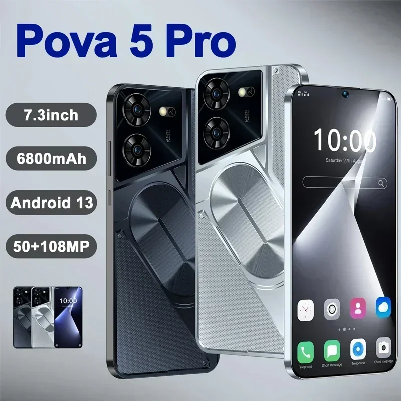 

5G Original Mobile Phone Pova 5 Pro Smartphone 7.3HD Screen 16G+1T 6800Mah 50MP+108MP Android13 Celulare Dual Sim Face Unlocked