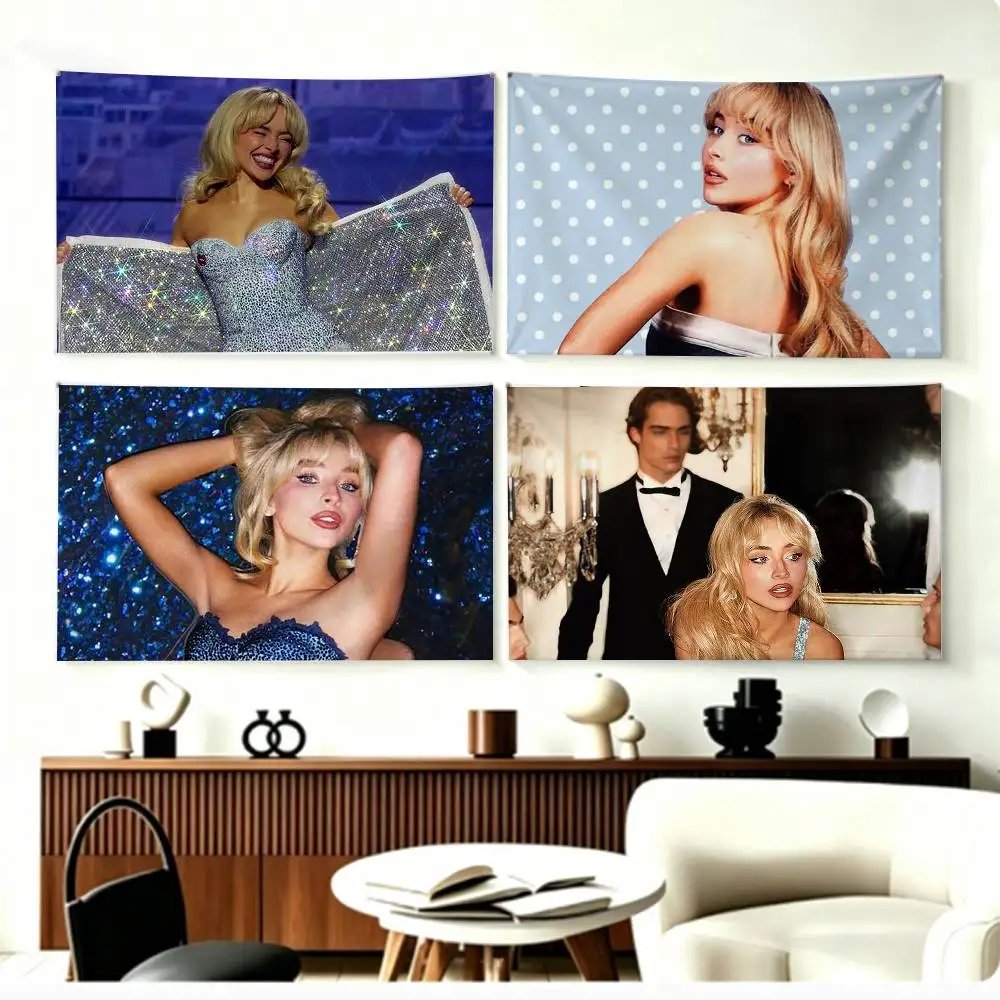 COOL Singer-Sabrina C-Carpenter Flags Wall Hanging Background Art Banner for Bedroom Home Outdoor Decor