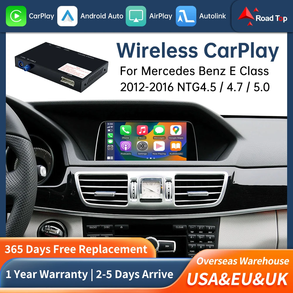 Road Top Wireless CarPlay For Mercedes Benz E Class W212 W213 E Coupe C207 NTG4.5 4.7/5.0 2012-2016 with Airplay Android Auto