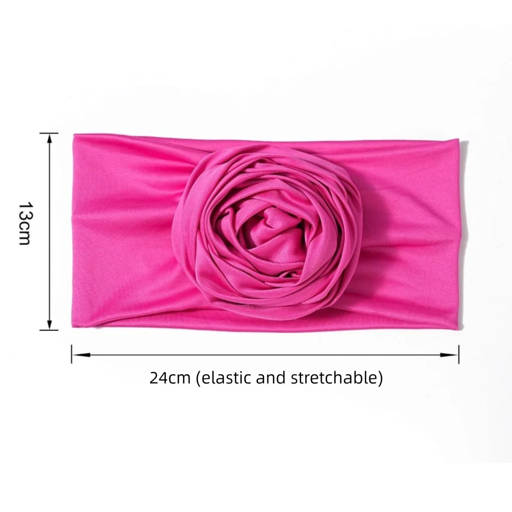 ดิบผ้าไหม Big Rose ดอกไม้ Hairband ยืดหยุ่นน้ําหนักเบาแอฟริกันผู้หญิง Turban Wrap Breathable แอฟริกัน Turban หมวกผู้หญิงและเด็กผู้หญิง