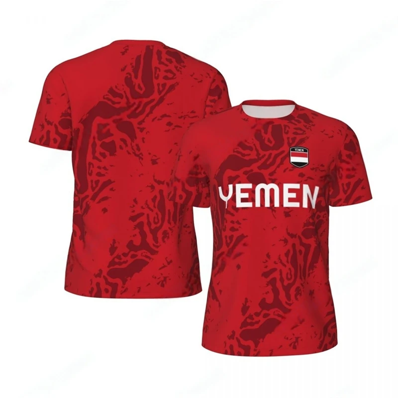 Mode Yémen Drapeau Graphique Football T-shirts Tendance D'été 3D Emblème National Imprimé T-shirts Décontracté Surdimensionné Sport T-shirts Hauts