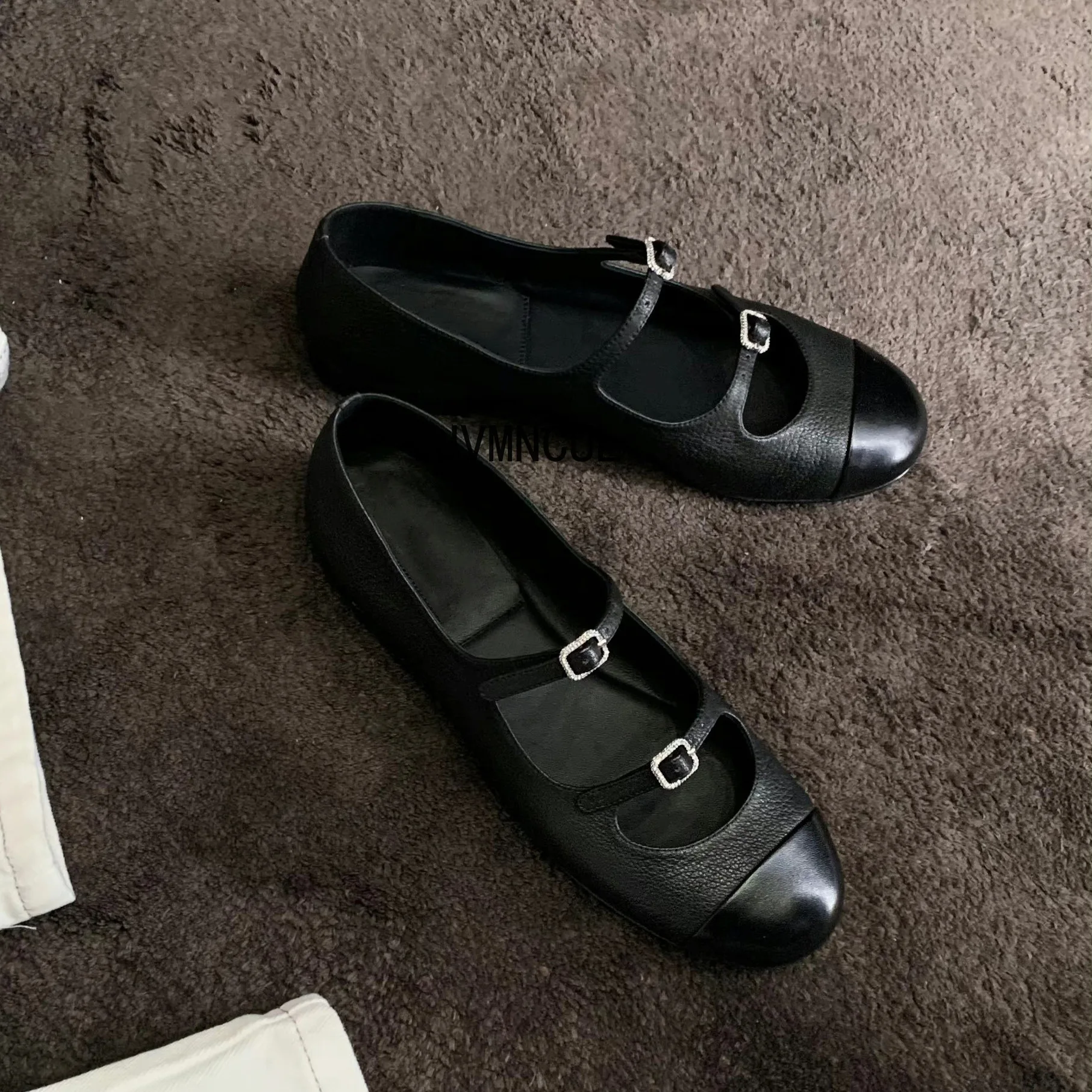 

Туфли Мэри Джейн из овчины, 2022, ретро, с круглым носком, французские женские повседневные лоферы на плоской подошве, натуральная кожа с низким вырезом