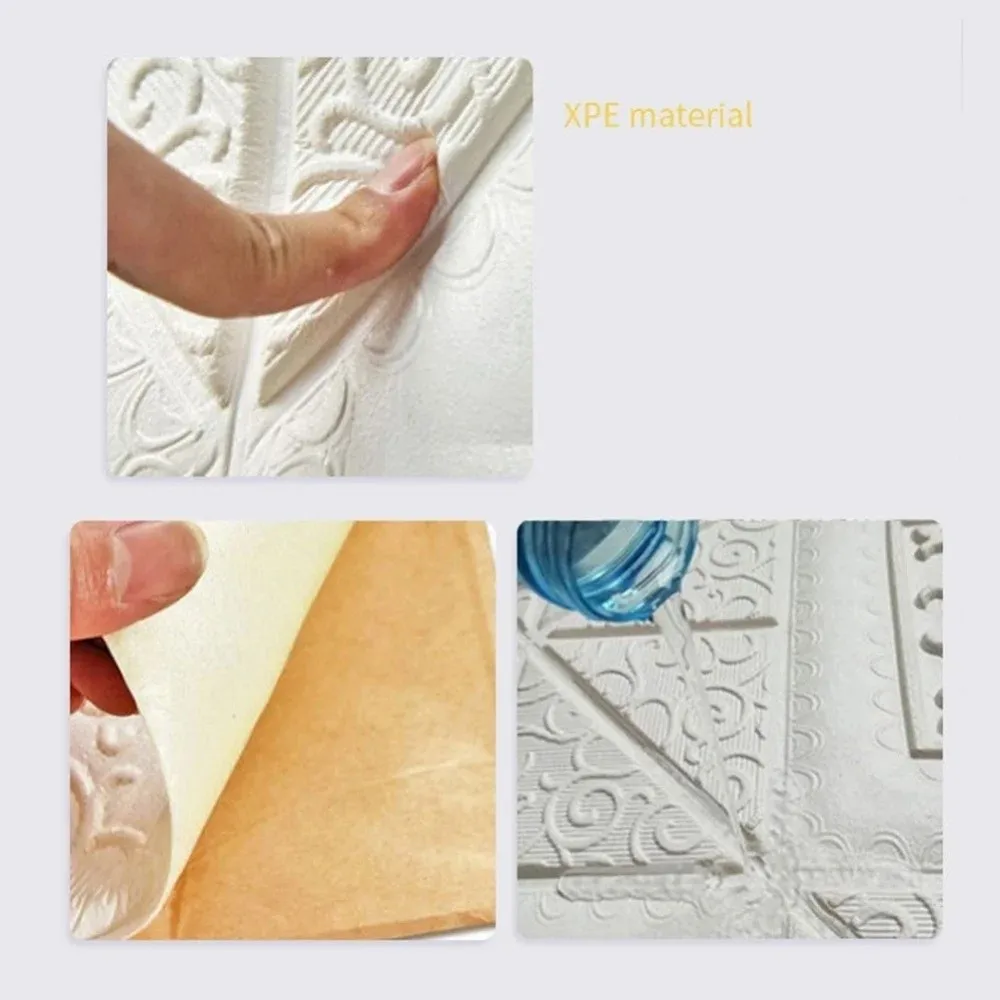 35*35cm Self-adhesive Wallpaper Anti-collision Peel and Stick Wall Sticker Waterproof 3D Tile Brick Bed Room Decoration