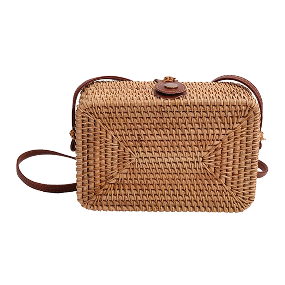 

Handwoven Crossbody Bag Adjustable Strap Rattan Women Messenger Bag Large-capacity Portable Durable Storage Ladies Shopping Trip