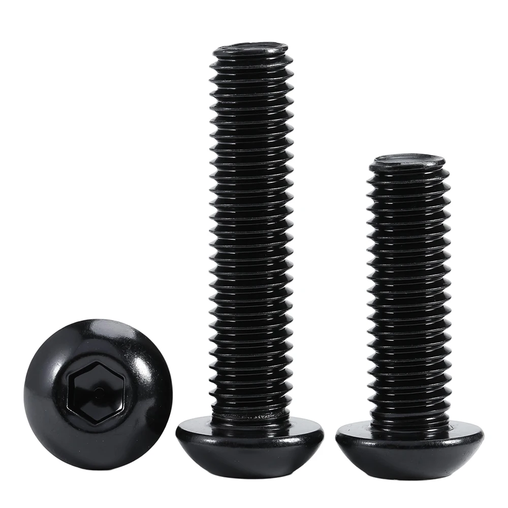 

Black M3 M4 M5 Round Black Hex Screws Hexagon Screw Cap Socket Button Head Allen Furniture Bolt Length 5 6 8 10 12 16 20 25 30mm