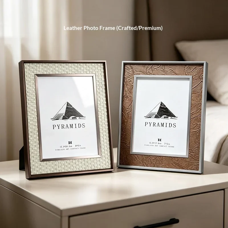 Textured Woven PU Leather Photo Frame 5 6 7 8 10 Inch A4 Desktop Picture Frame Tabletop Display Home Decor Family Photo Holder