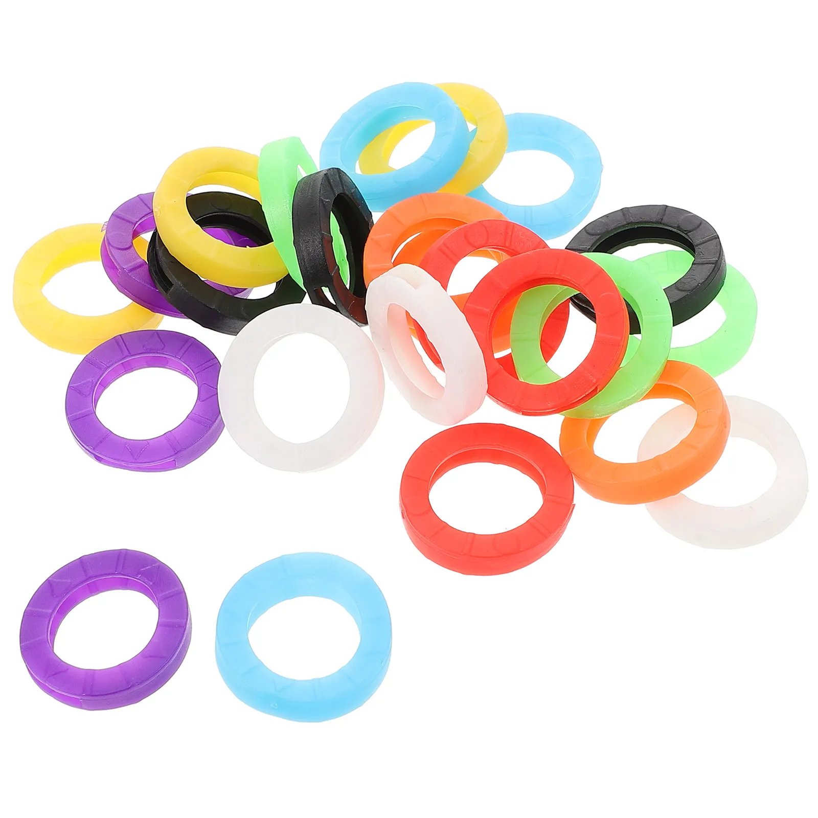 24Pcs Vibrant Silicone Key Caps Elastic Protective Key Sleeve Covers Waterproof Dustproof Identifier Coding Rings