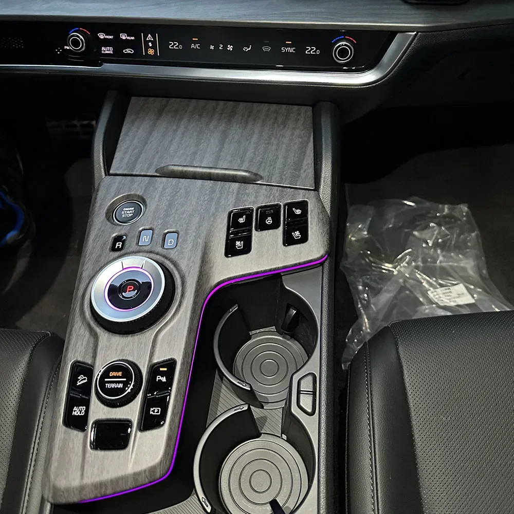 

LHD For Kia Sportage NQ5 2022 2023 2024 Carbon Fiber Car Gear Shift Box Central Water Cup Panel Cover Trim Garnish Styling