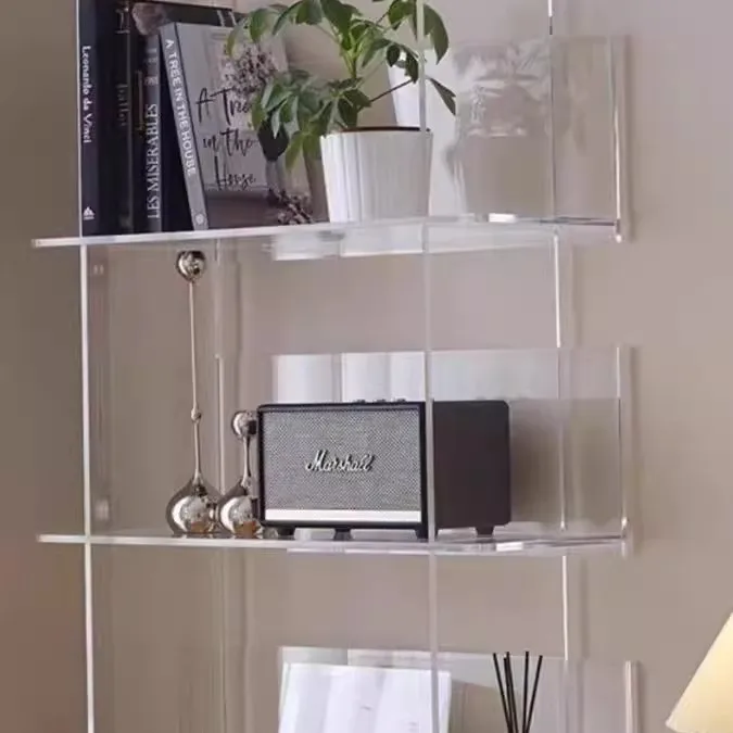 rw-Acrylic display bookshelf Floor shelf Living room multi-layer storage rack Household figure cup display rack Storage-