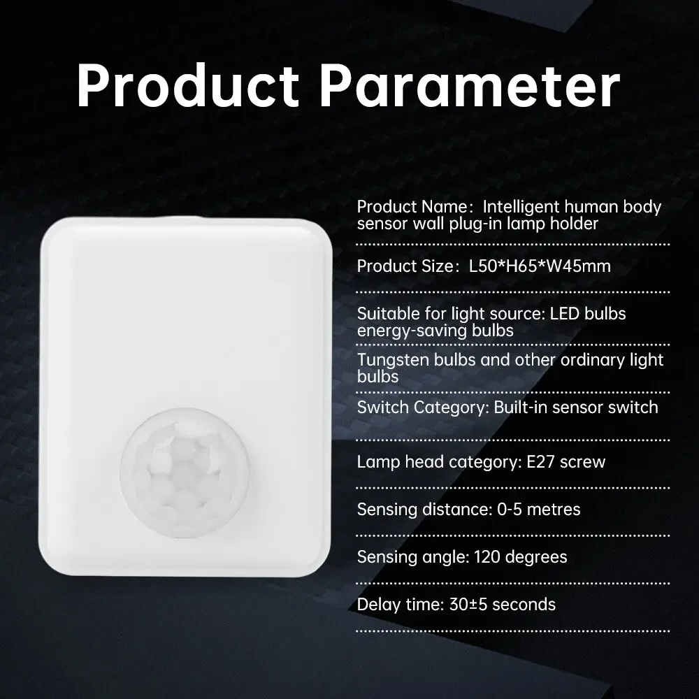 Portalámparas roscado E27 con sensor de movimiento infrarrojo y interruptor inteligente fotorresistor, retardante de apagado, AC110-240V, enchufe UE/EE. UU.