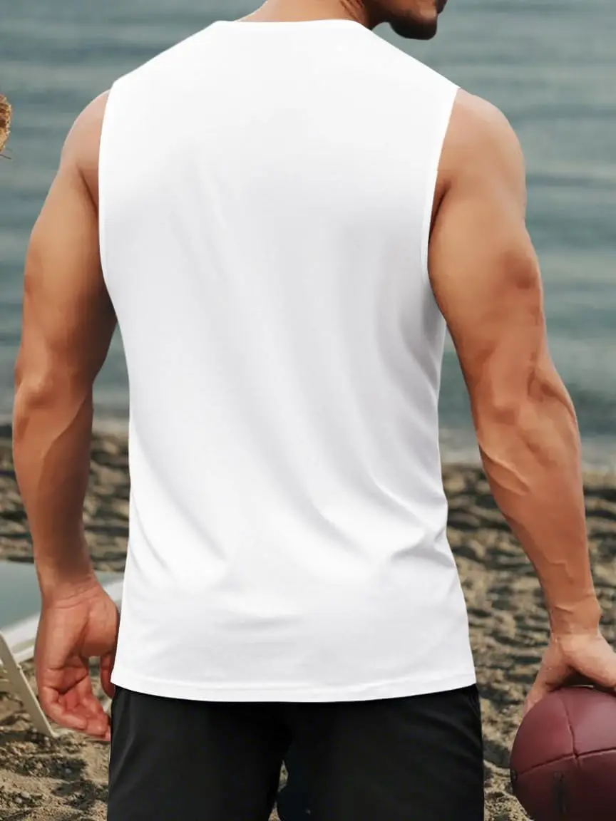 Herren Tanktops Workout Ärmellose Shirts Sommer Einfarbig Polyester Schnelltrocknende Tanktops für Männer Sommer Strand Sport T-Shirts – Detail 12