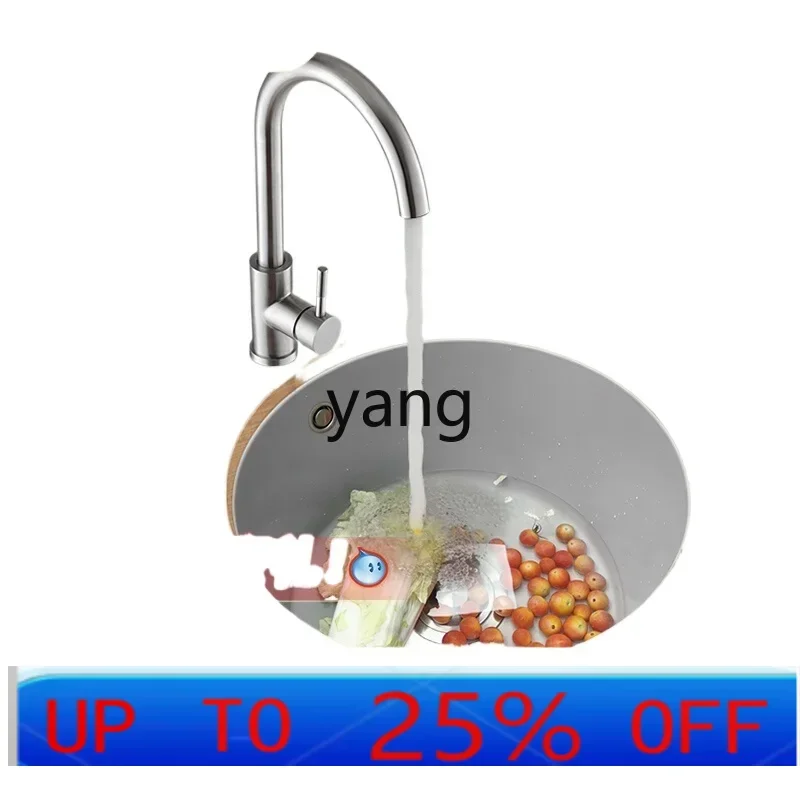 yjq gray quartz stone bar counter round small sink single tank set menu sink vegetable basin