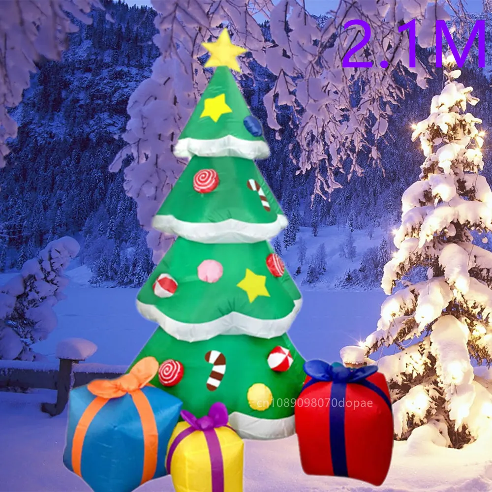 Christmas Inflatable Xmas Tree and snowman Built-in LED Lights Outdoor Ornament Christmas Gift Party New Year Indoor adorn Toys