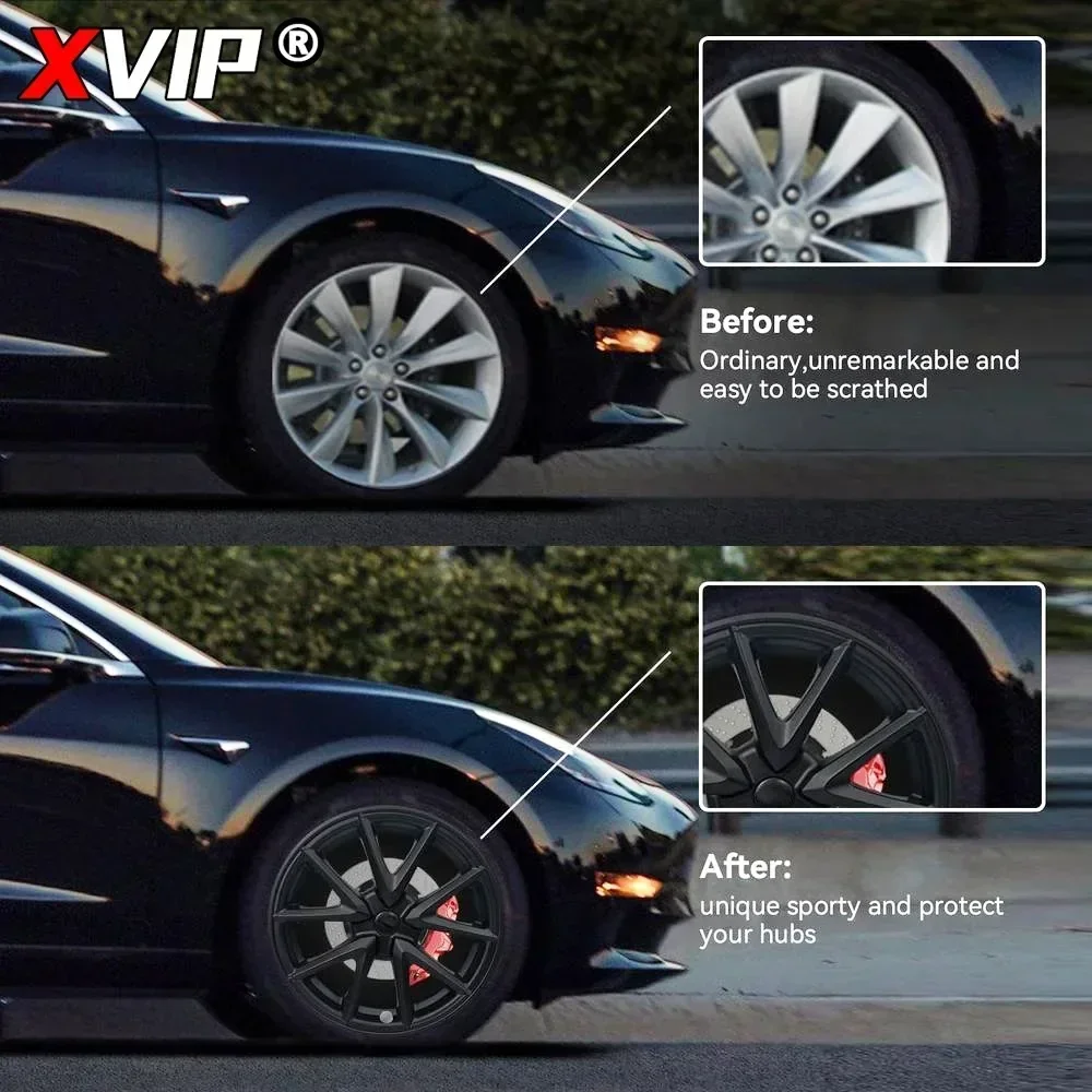 XVIP Sport Style HubCap 18 Inch For Tesla Model 3 2021-2023 Replacement Full Rim Wheel Cover Glossy Matte White Black Dual-Color