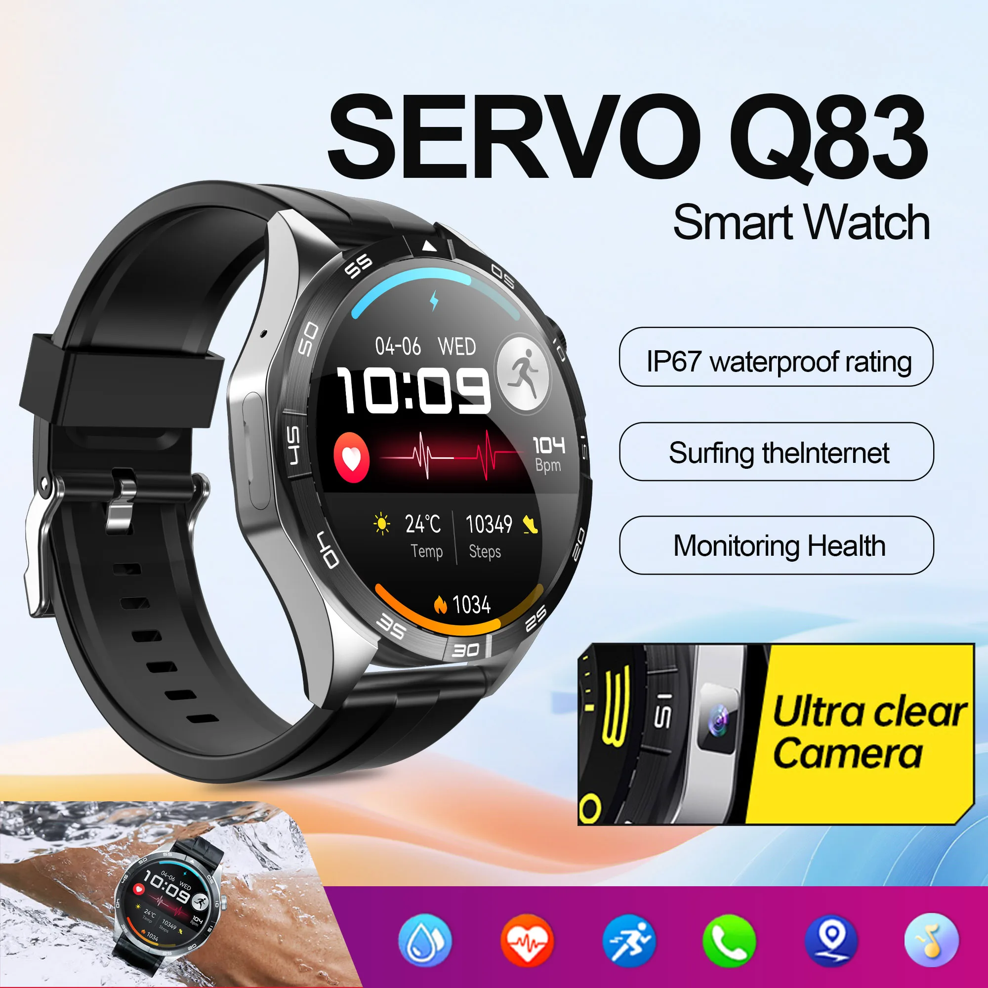 Kalobee Q83 4G LTE Smartwatch BT Call SIM-карта Камера GPS Track 2+16 ГБ WIFI GPS Play Store Мужчины Женщины Смарт-часы для Android IOS