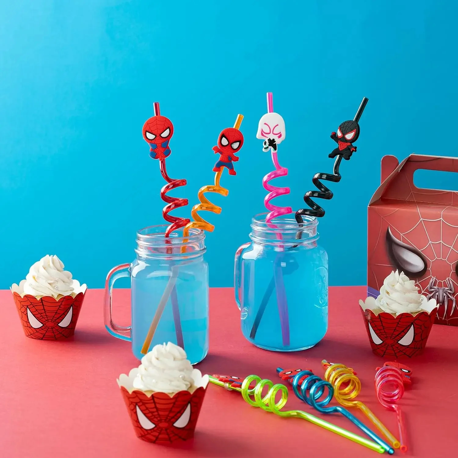 Spidey And His Amazing Friends reusable drinking straws Spider Man birthday party supplies kinds of design spider party gifts